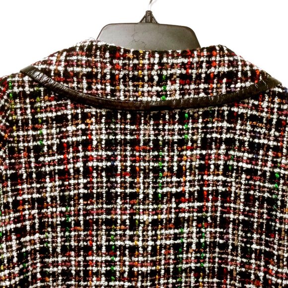 D. Terrell Women's Tweed Shawl Jacket Size 8 Multicolored Cotton Blend Collared - Picture 9 of 12